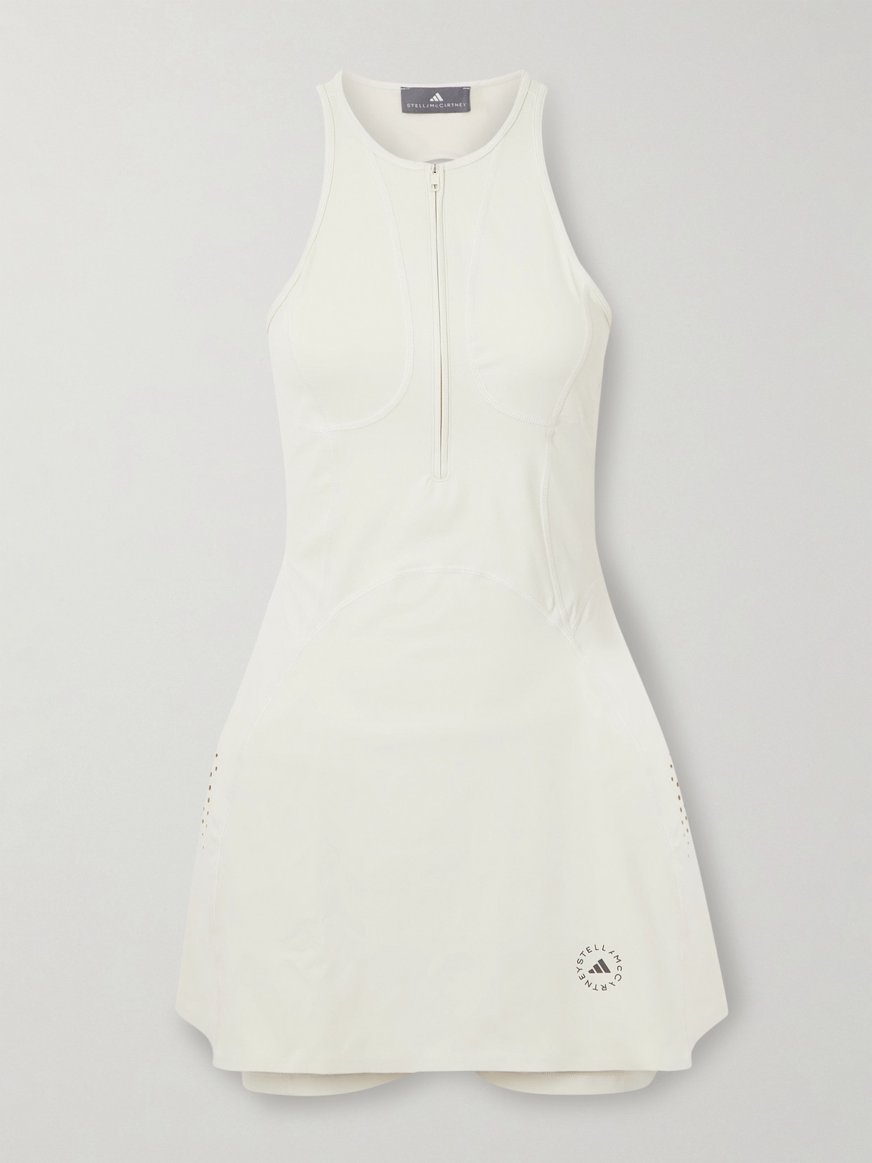 Adidas By Stella Mccartney Perforated Recycled Tennis Dress And Shorts In White