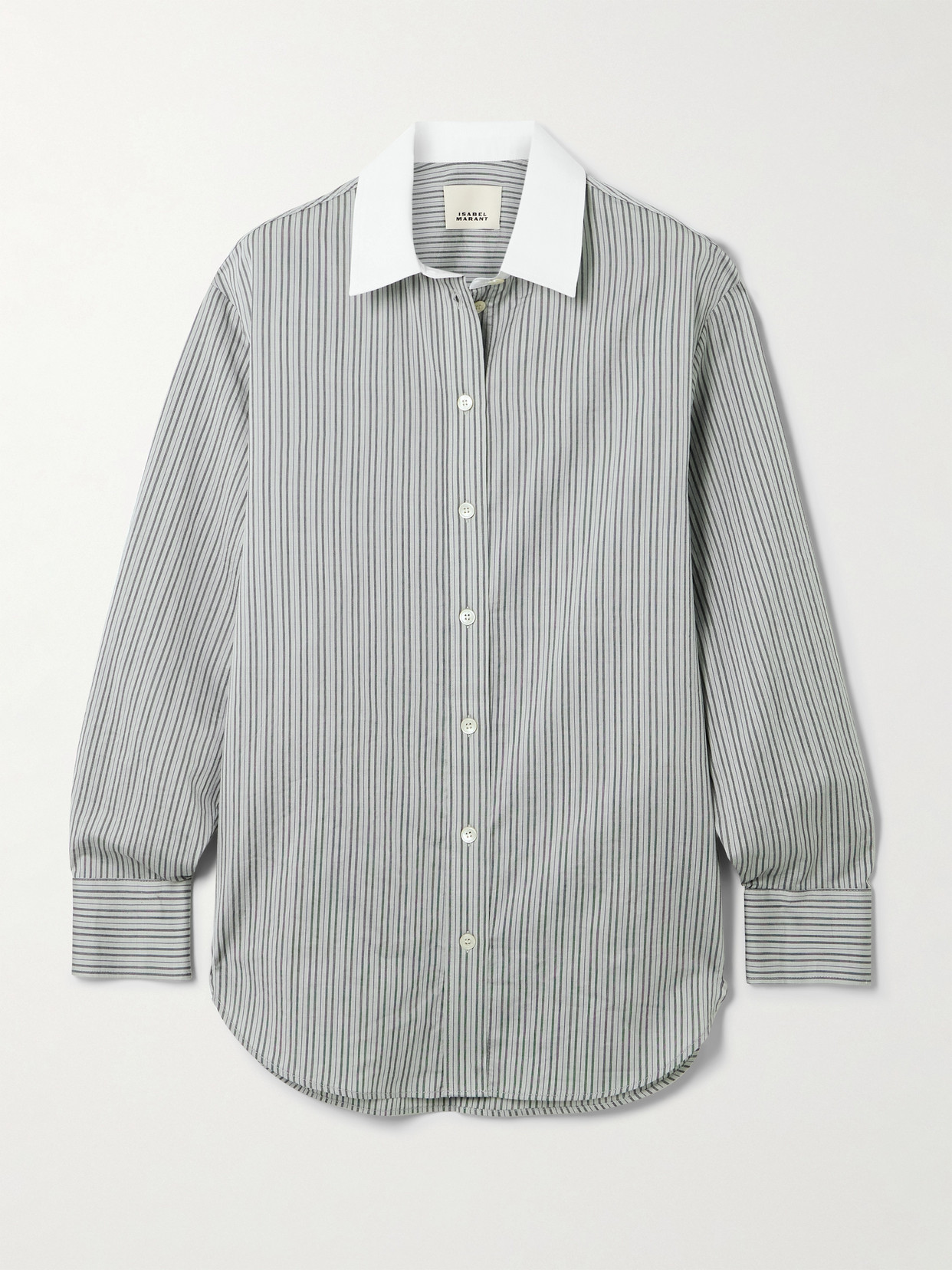 Isabel Marant Fabrilane Striped Cotton And Silk-blend Twill Shirt In Gray