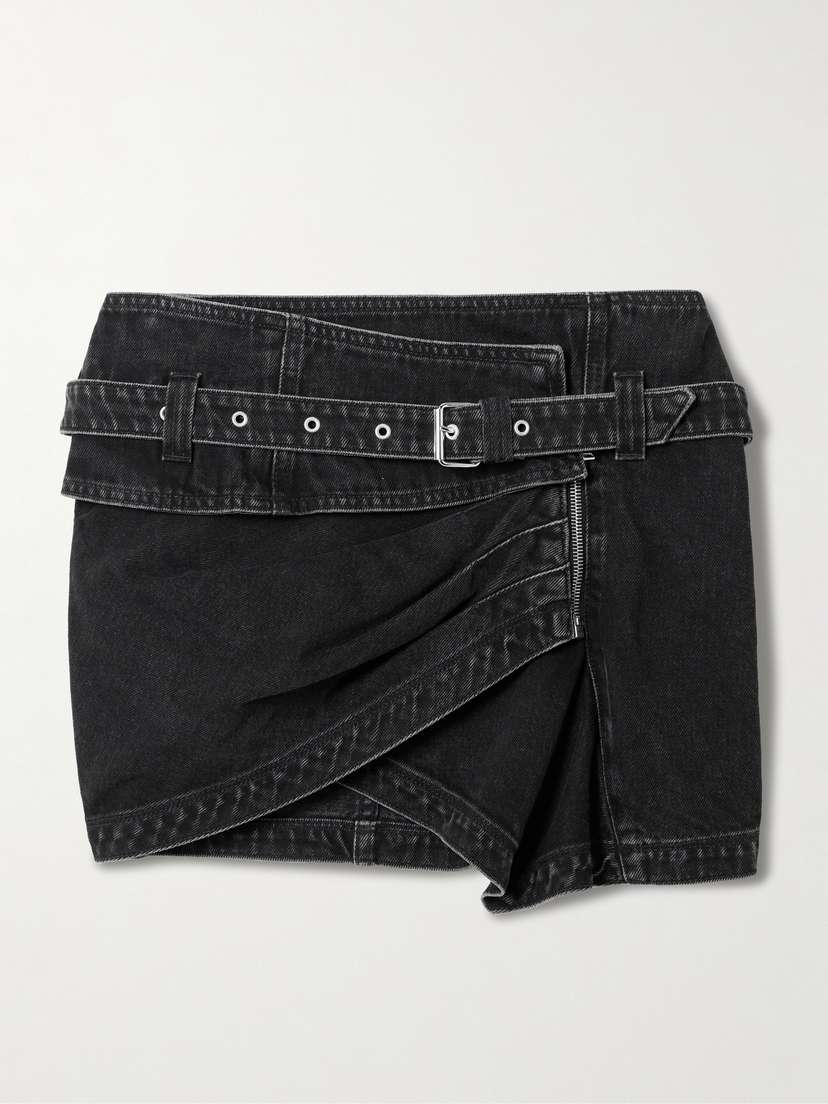 Isabel Marant Siyen Belted Wrap-effect Denim Mini Skirt
