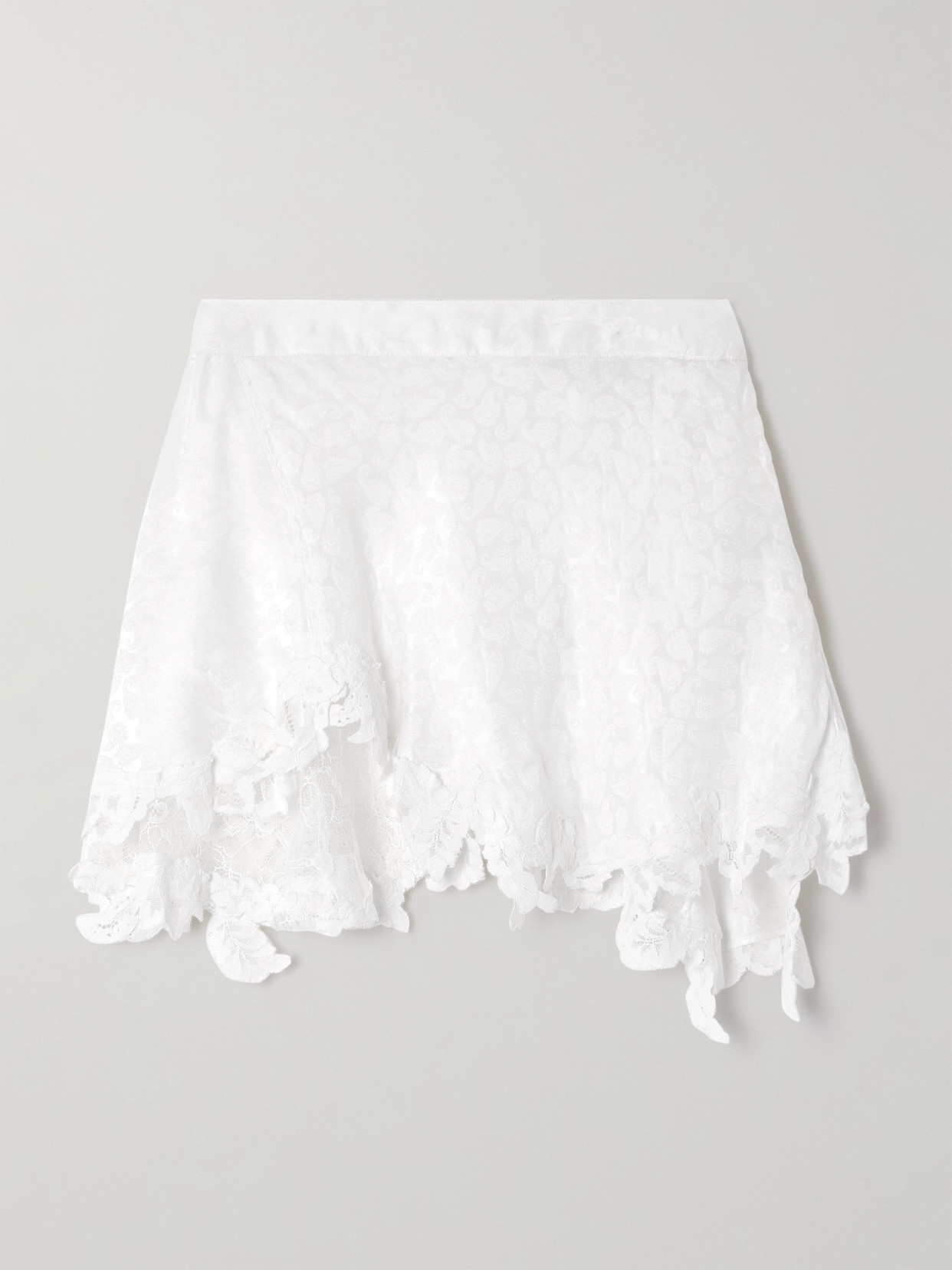 Isabel Marant Reana Lace-trimmed Satin-jacquard Mini Skirt In White