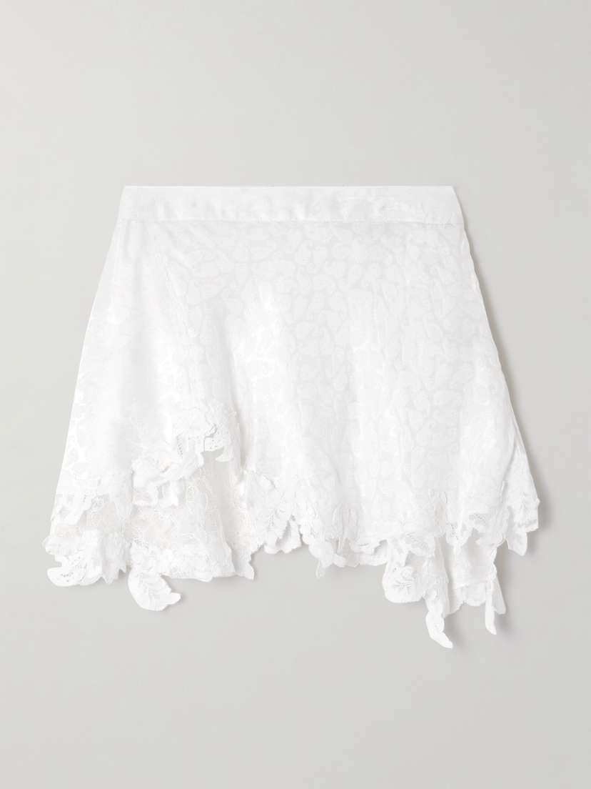 Isabel Marant Reana Lace-trimmed Satin-jacquard Mini Skirt