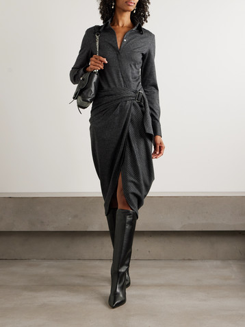 Isabel Marant Rosalie draped pinstriped wool and cotton-blend mini dress