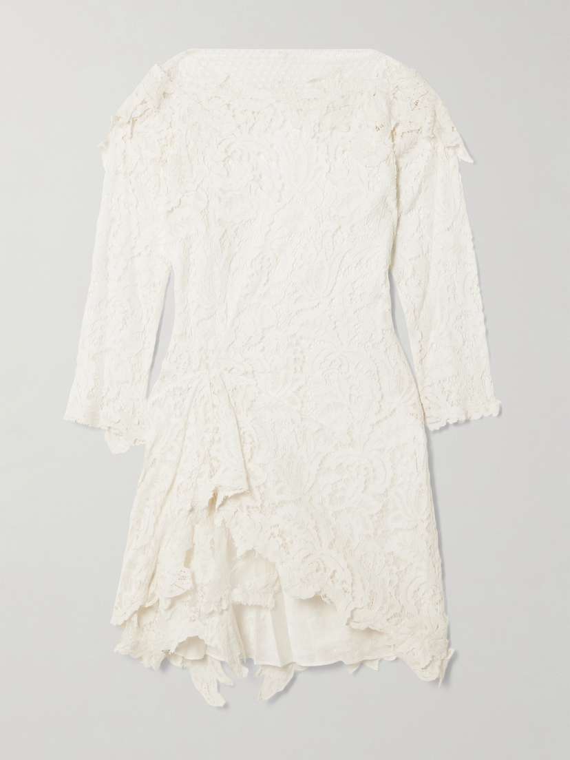 Isabel Marant Rubiana Asymmetric Paneled Draped Cotton-blend Lace Dress