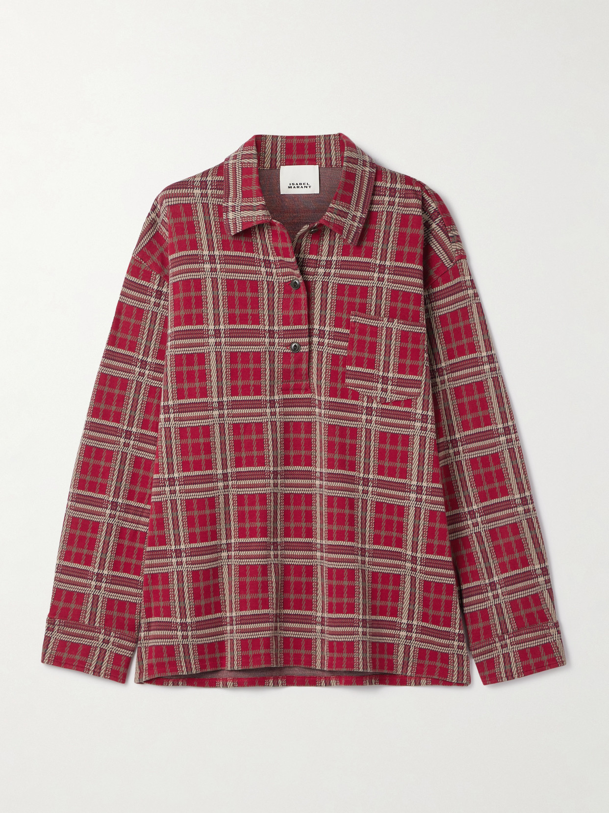 Isabel Marant Bruna Oversized Checked Cotton Shirt In Brown