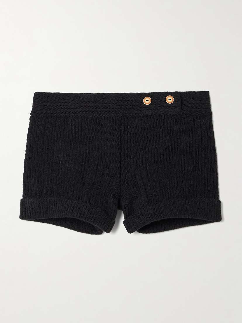 Isabel Marant Diha Button-embellished Ribbed Wool-blend Shorts