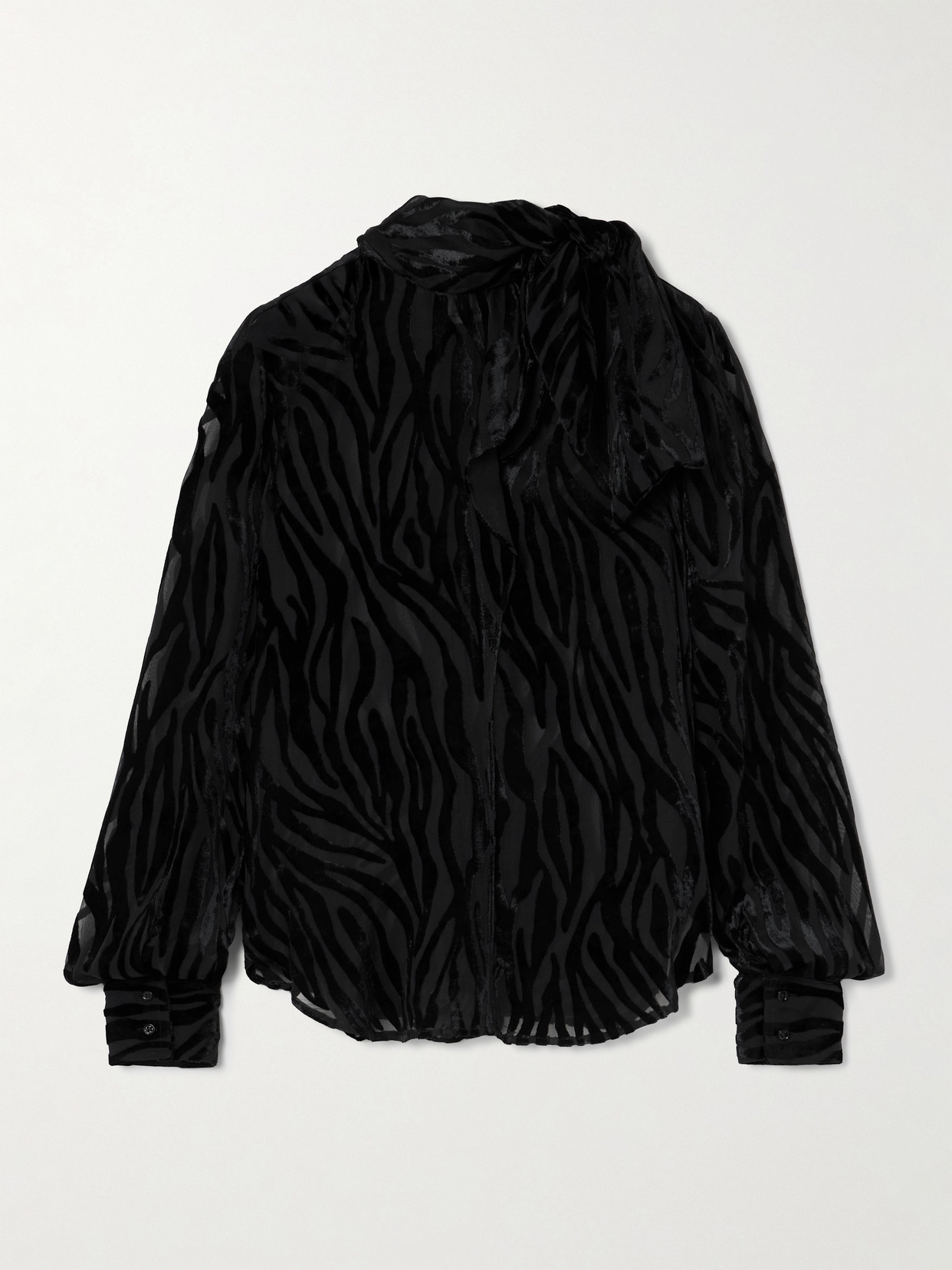 Isabel Marant Geona Tie-neck Devoré-velvet Blouse In Black