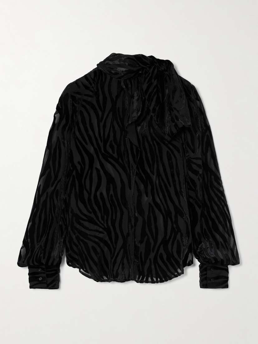 Isabel Marant Geona Tie-neck Devoré-velvet Blouse