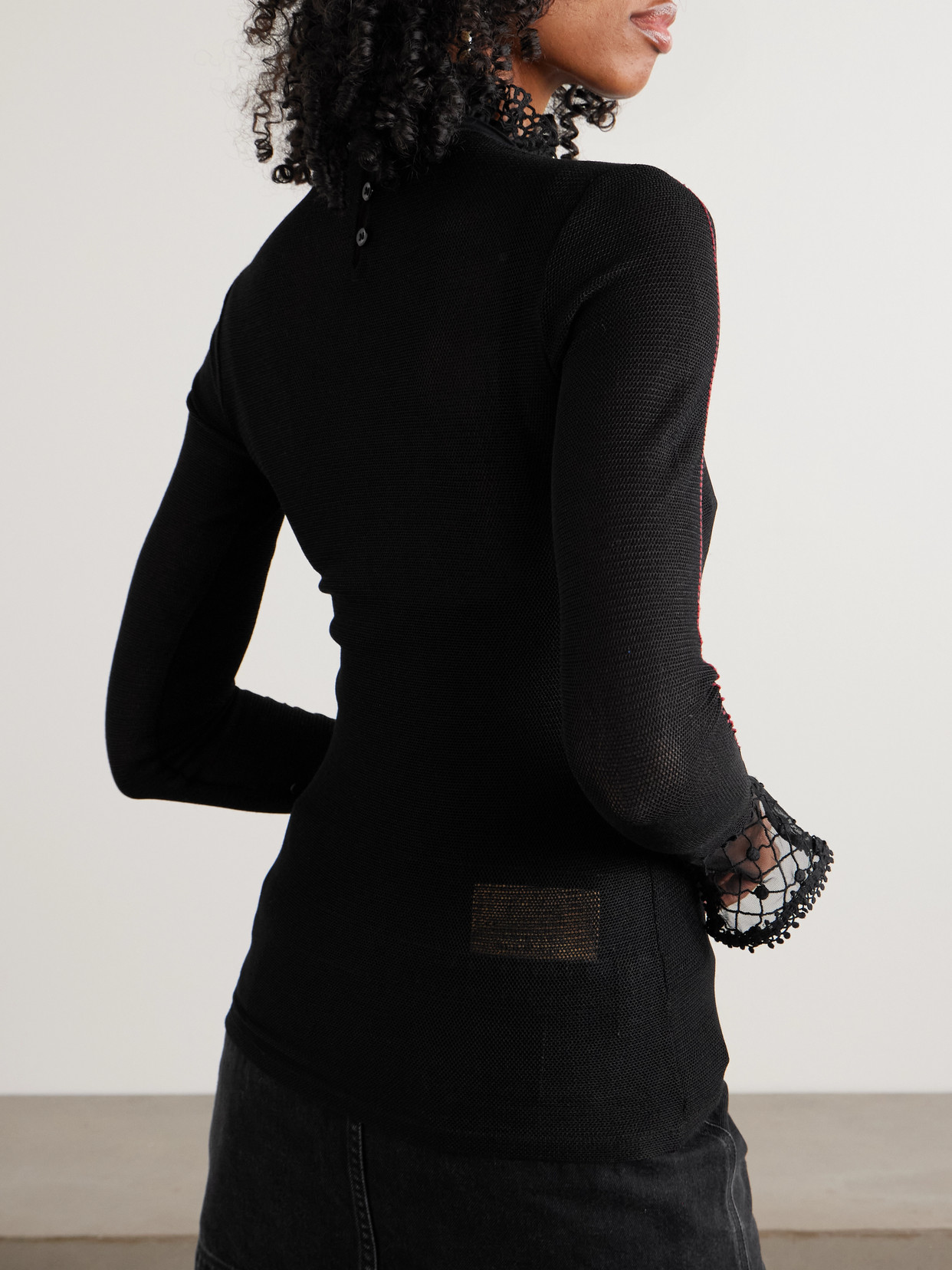 Isabel Marant Sarah Tulle And Lace-trimmed Mesh Top In Black