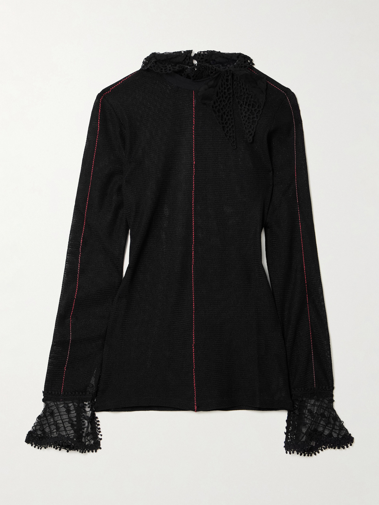 Isabel Marant Sarah Tulle And Lace-trimmed Mesh Top In Black