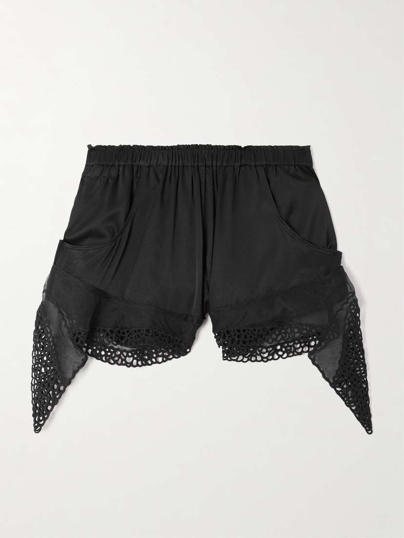 Isabel Marant Ildana Lace-trimmed Stretch Silk-blend Shorts
