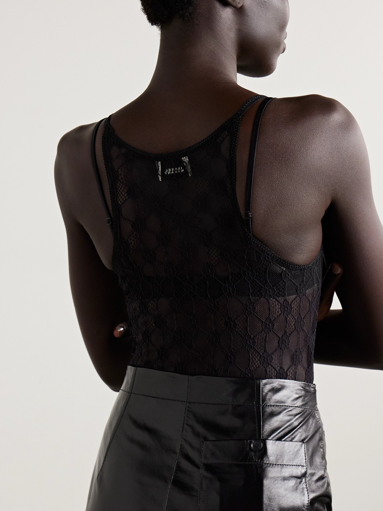 Isabel Marant Geometric-pattern Lace Bodysuit In Black