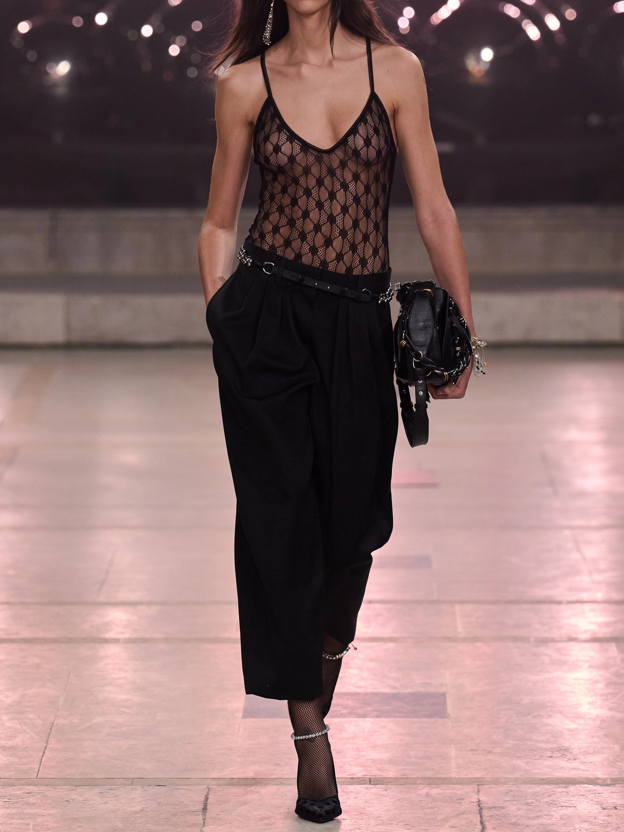 Isabel Marant Geometric-pattern Lace Bodysuit In Black