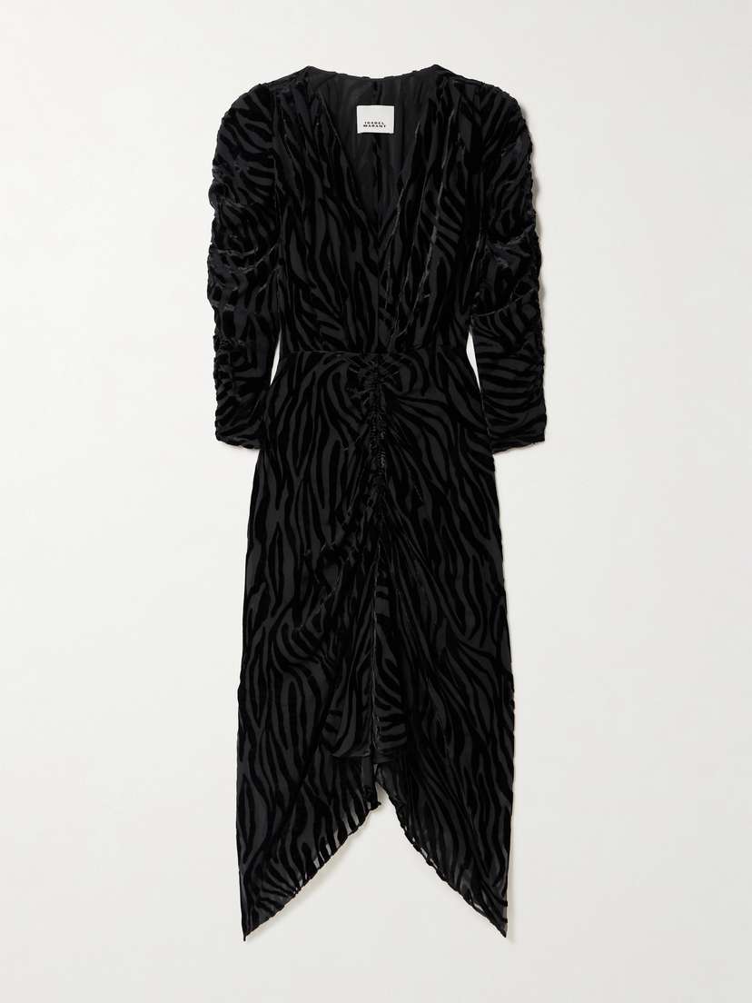 Isabel Marant Nemil Ruched Devoré-velvet Midi Dress