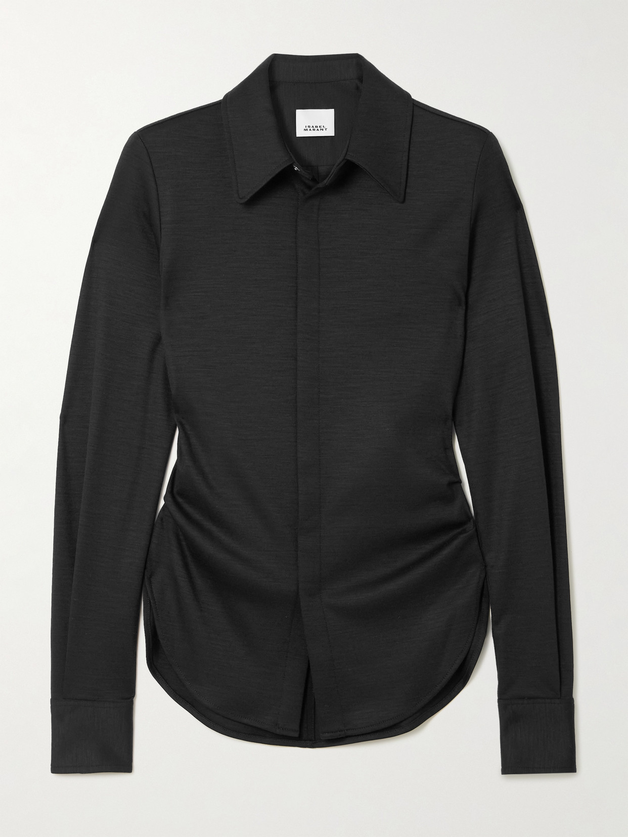 Isabel Marant Romea Ruched Wool-jersey Shirt In Black