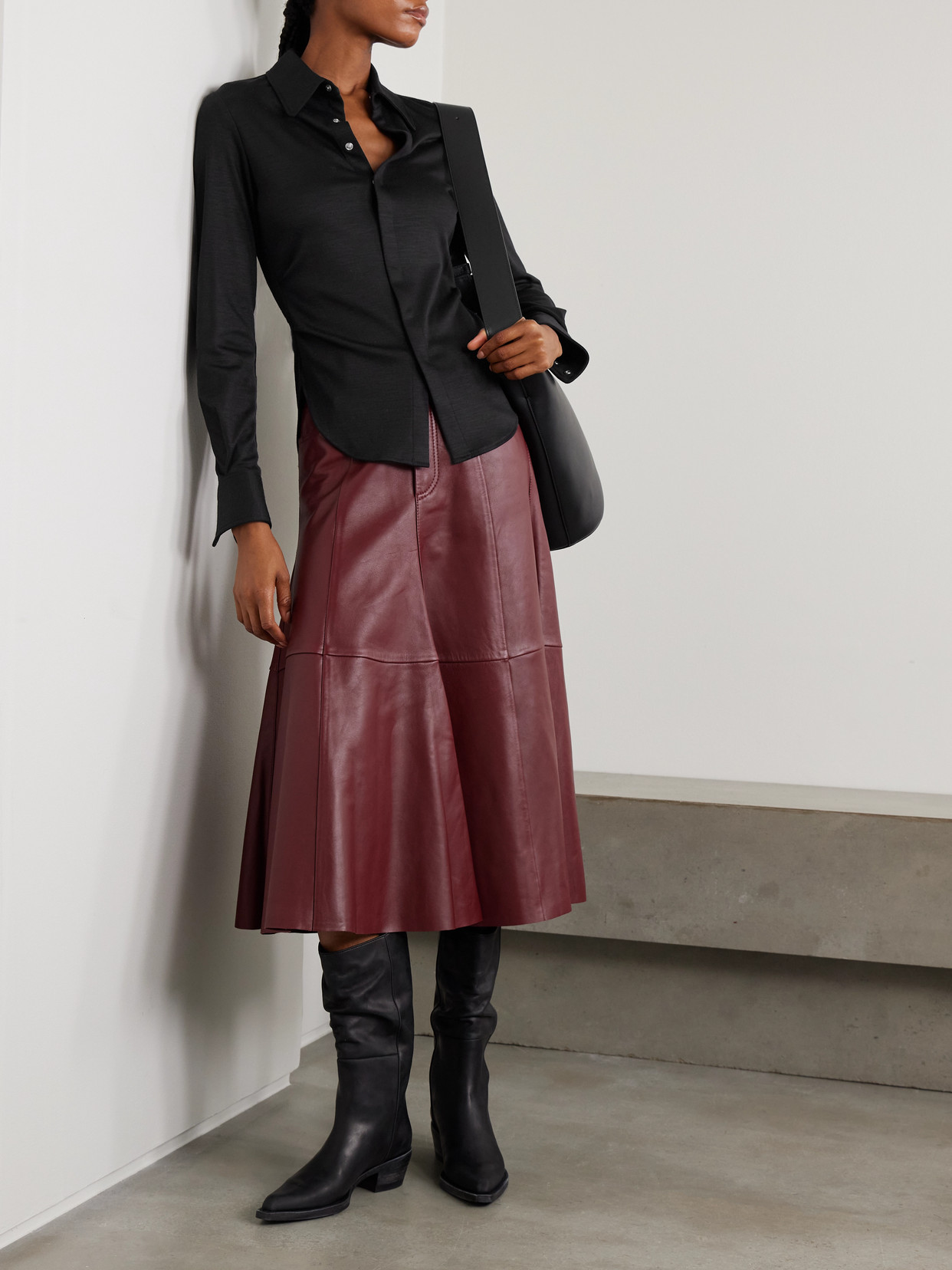 Isabel Marant Romea Ruched Wool-jersey Shirt In Black