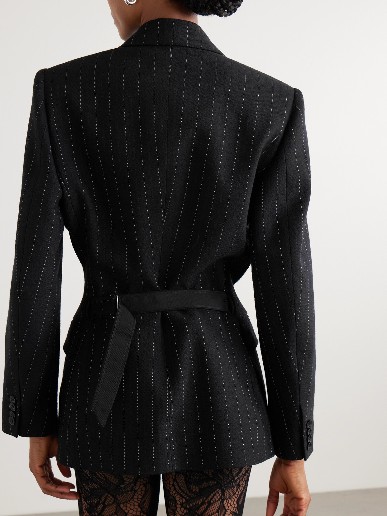 Isabel Marant Maia Double-breasted Pinstriped Cotton-blend Herringbone Blazer In Black