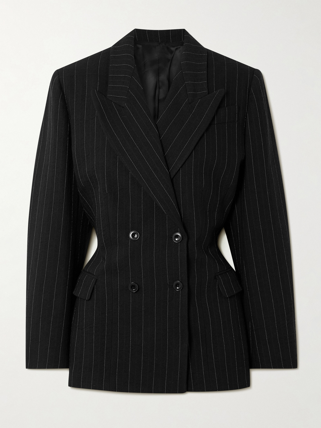 Isabel Marant Maia Double-breasted Pinstriped Cotton-blend Herringbone Blazer In Black