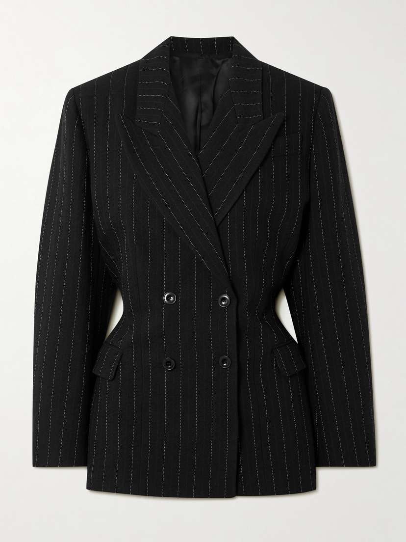 Isabel Marant Maia Double-breasted Pinstriped Cotton-blend Herringbone Blazer