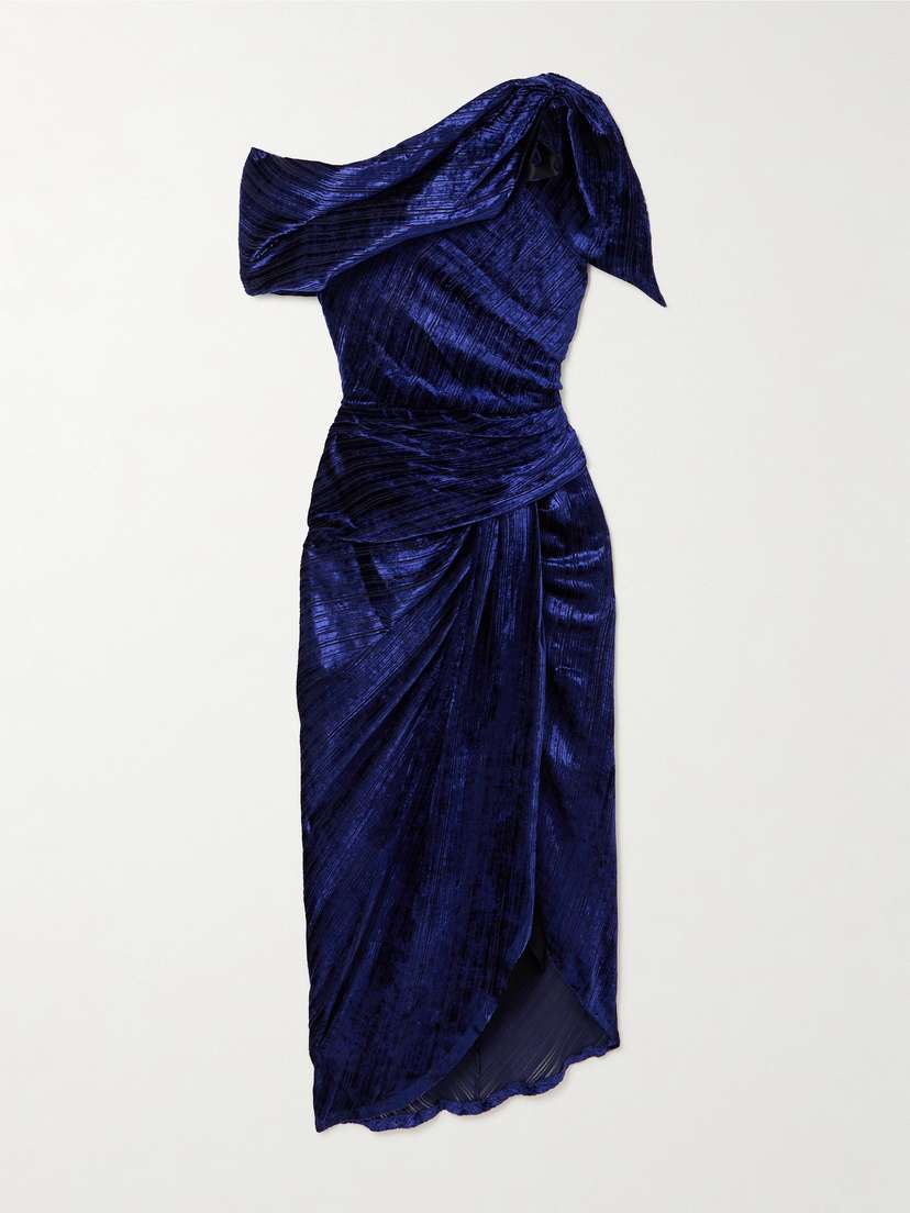 Isabel Marant Cyane Asymmetric Ruched Devoré-velvet Midi Dress