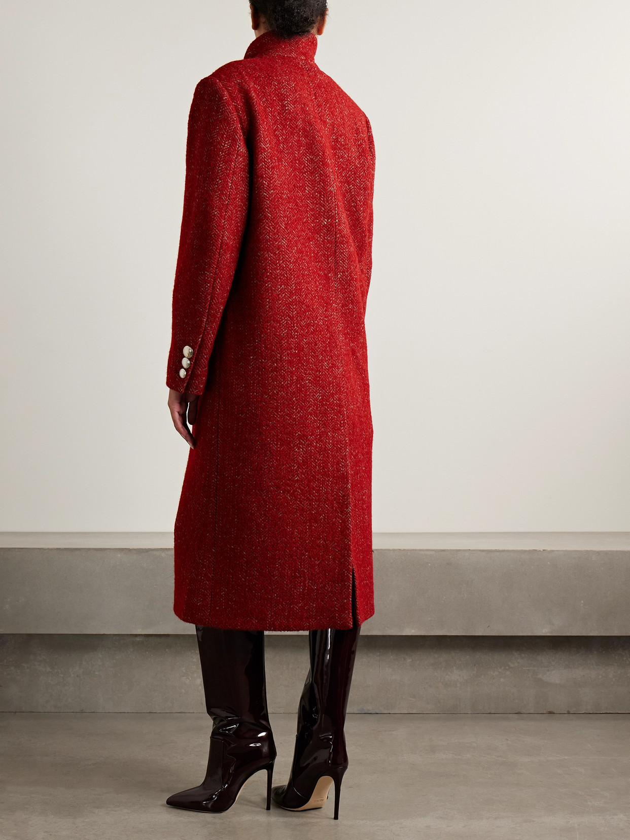 Isabel Marant Giusa Double-breasted Herringbone-twill Coat In Red