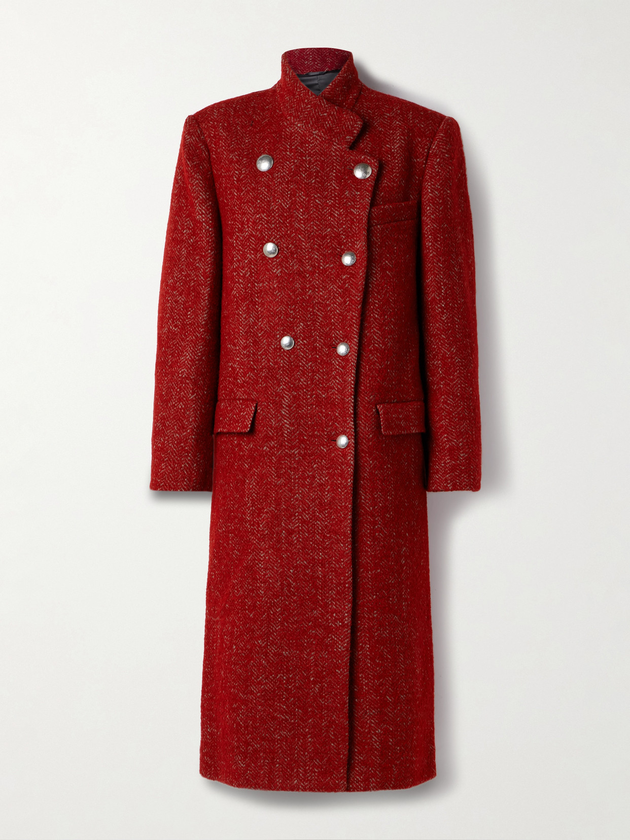 Isabel Marant Giusa Double-breasted Herringbone-twill Coat In Red