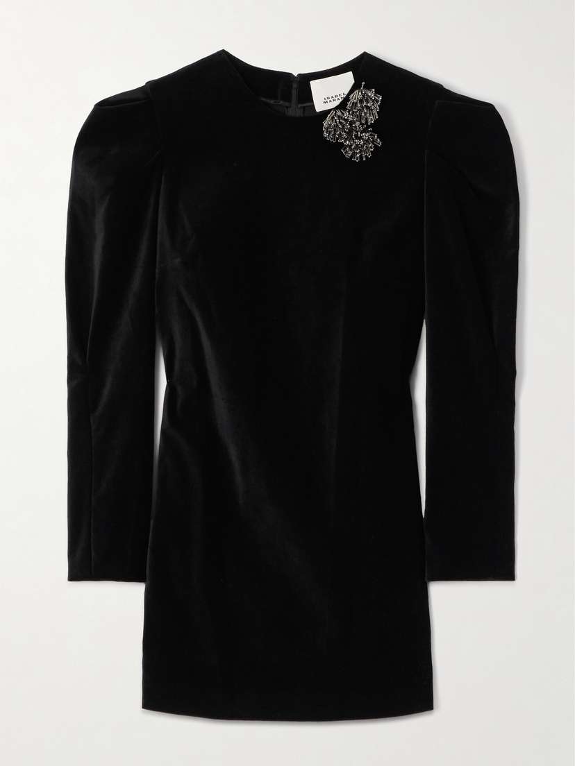 Isabel Marant Danee Embellished Cotton-velvet Mini Dress