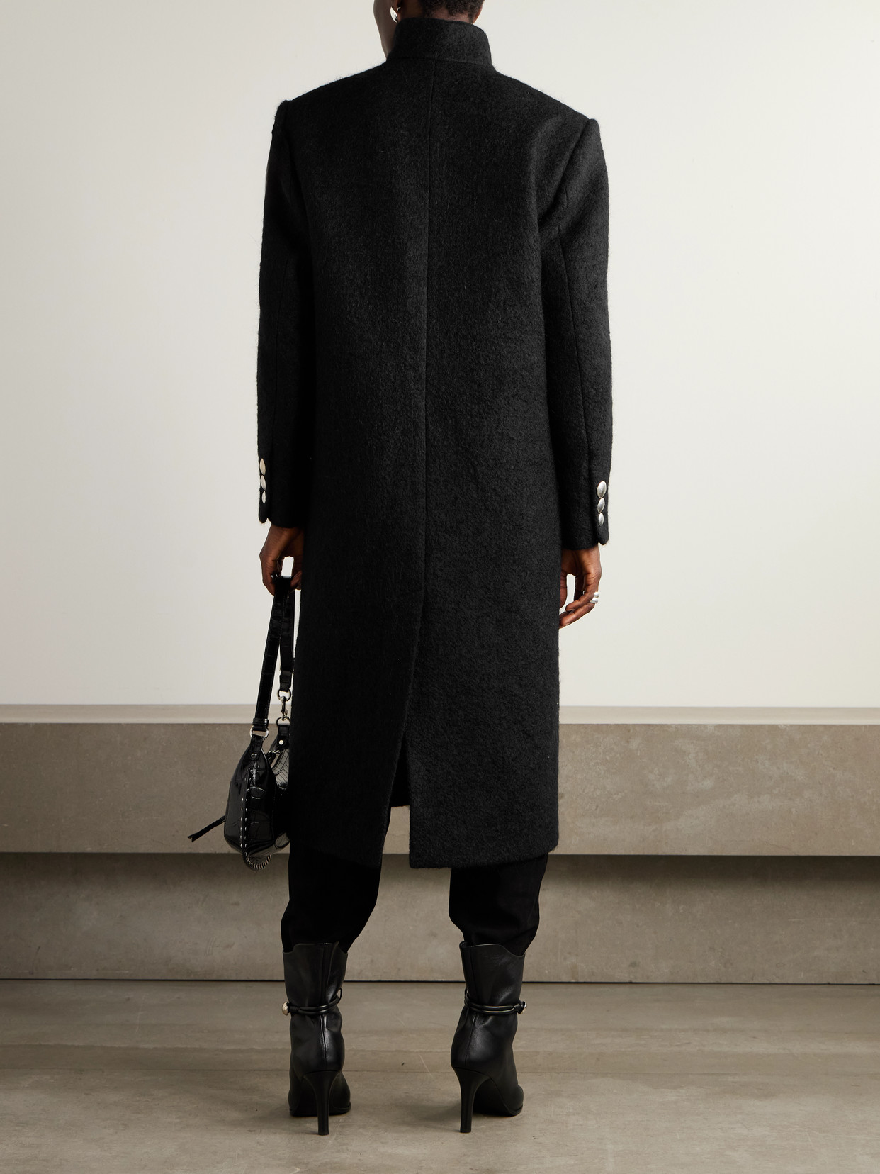 Isabel Marant Giusa Double-breasted Felt Coat In Black