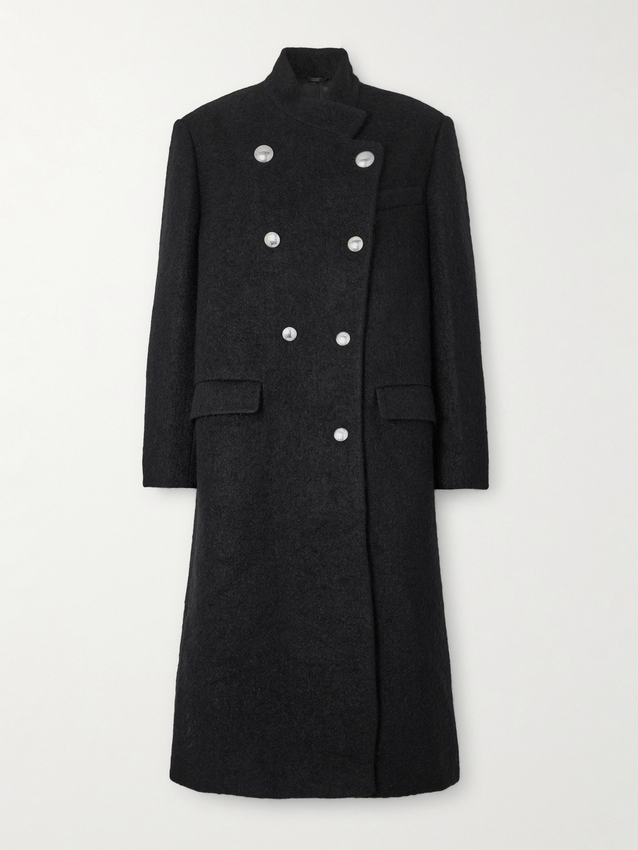 Isabel Marant Giusa Double-breasted Felt Coat In Black