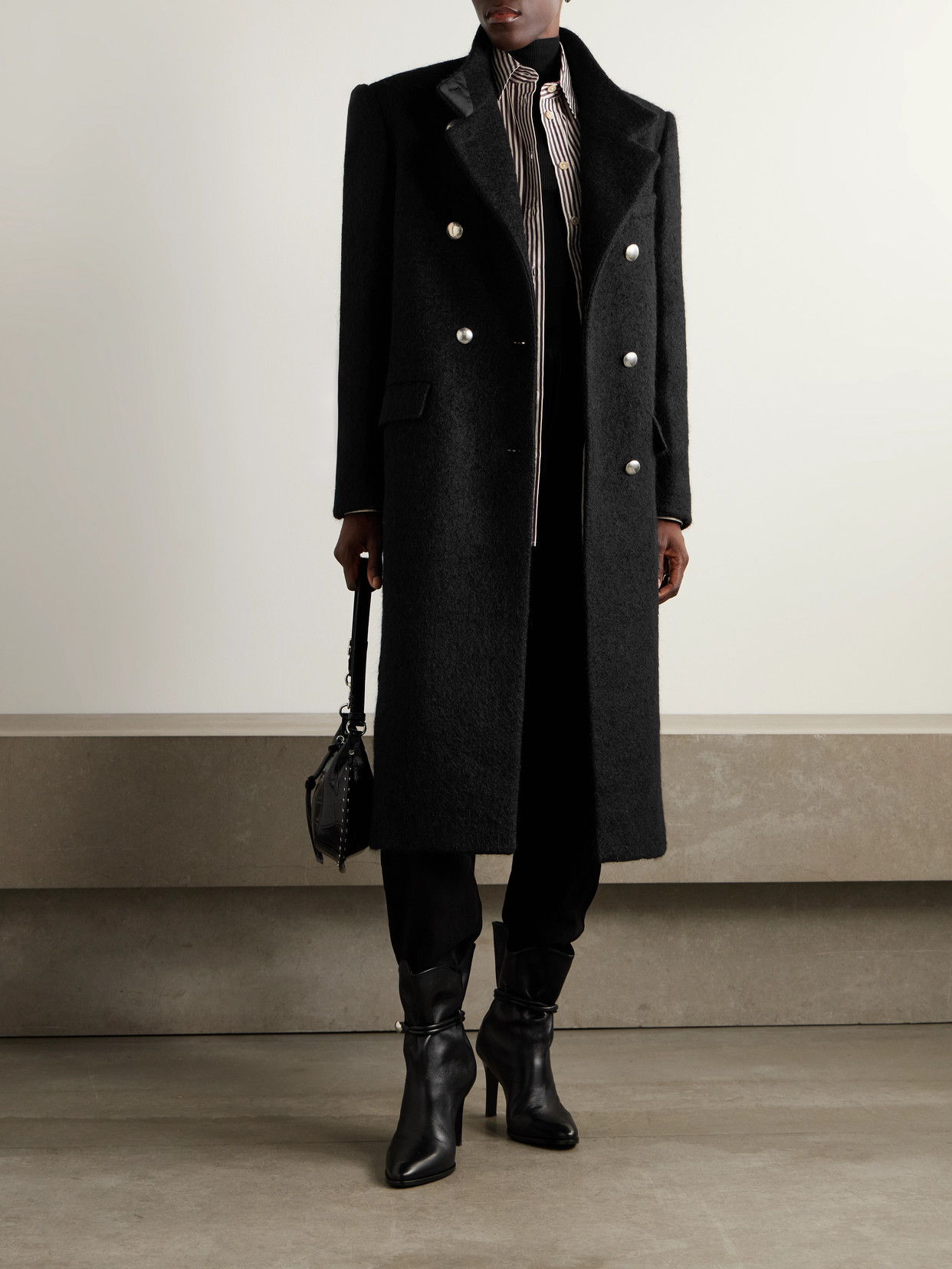 Isabel Marant Giusa Double-breasted Felt Coat In Black