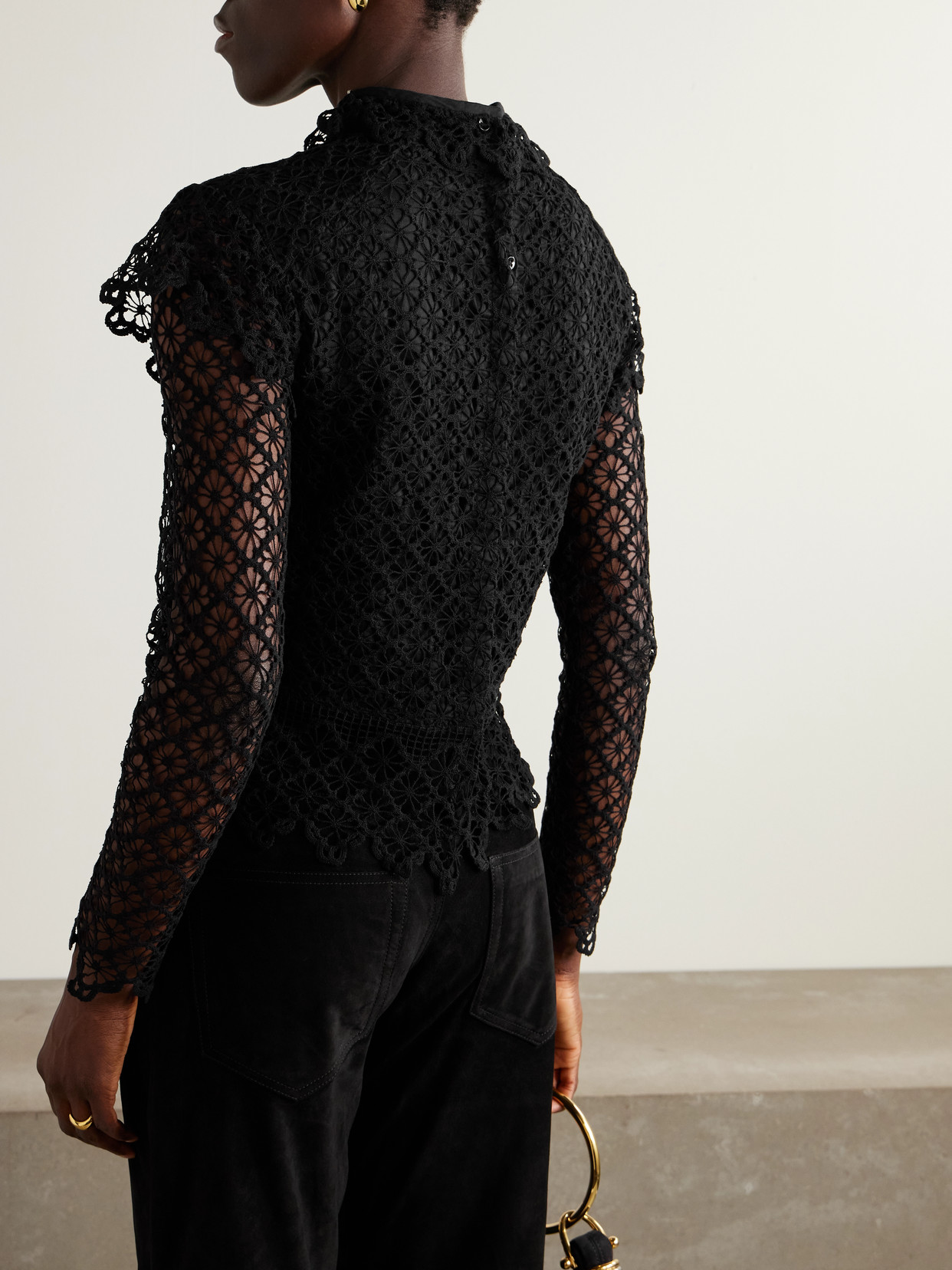Isabel Marant Ludivine Layered Cotton Guipure Lace Top In Black