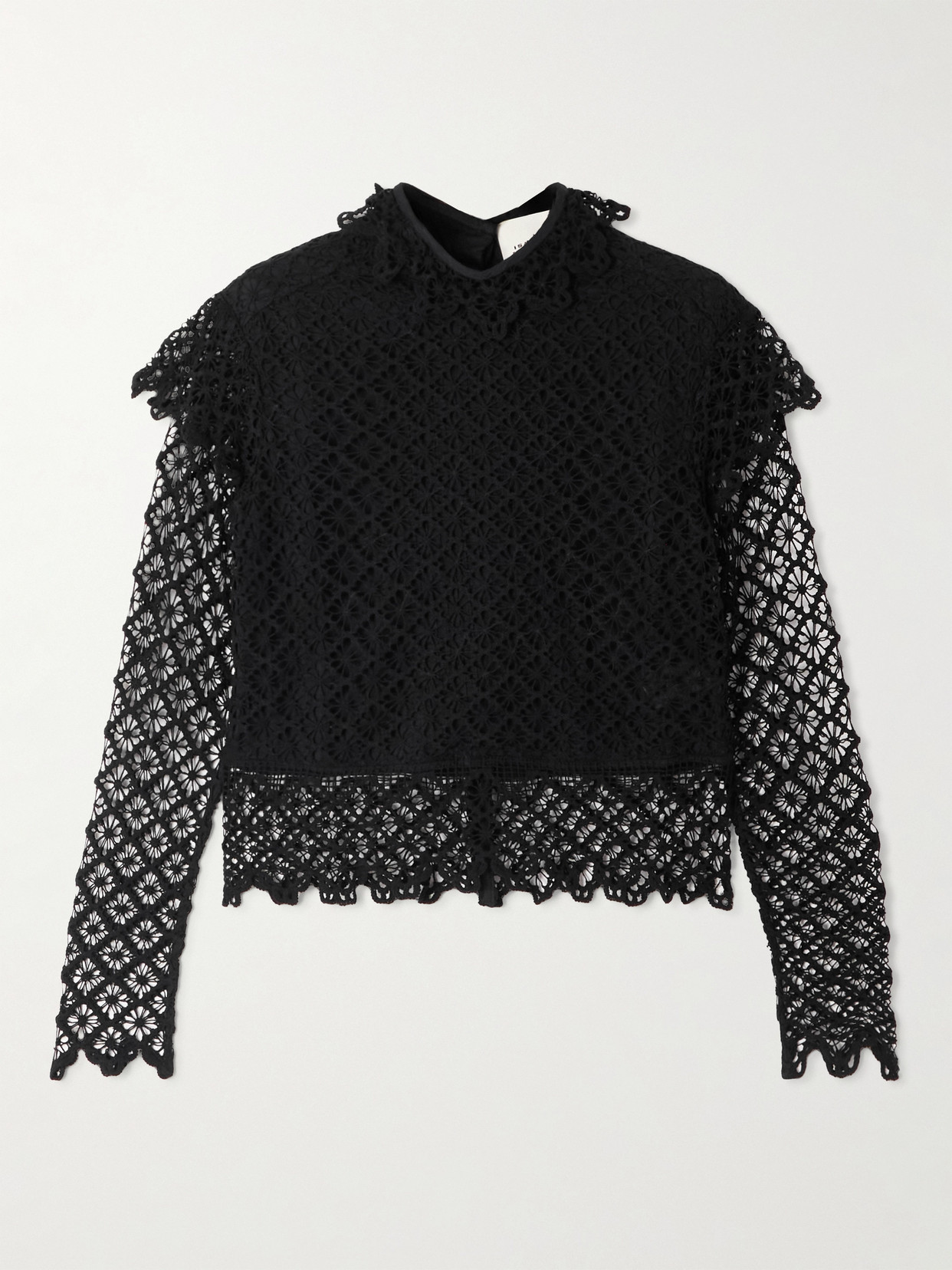 Isabel Marant Ludivine Layered Cotton Guipure Lace Top In Black