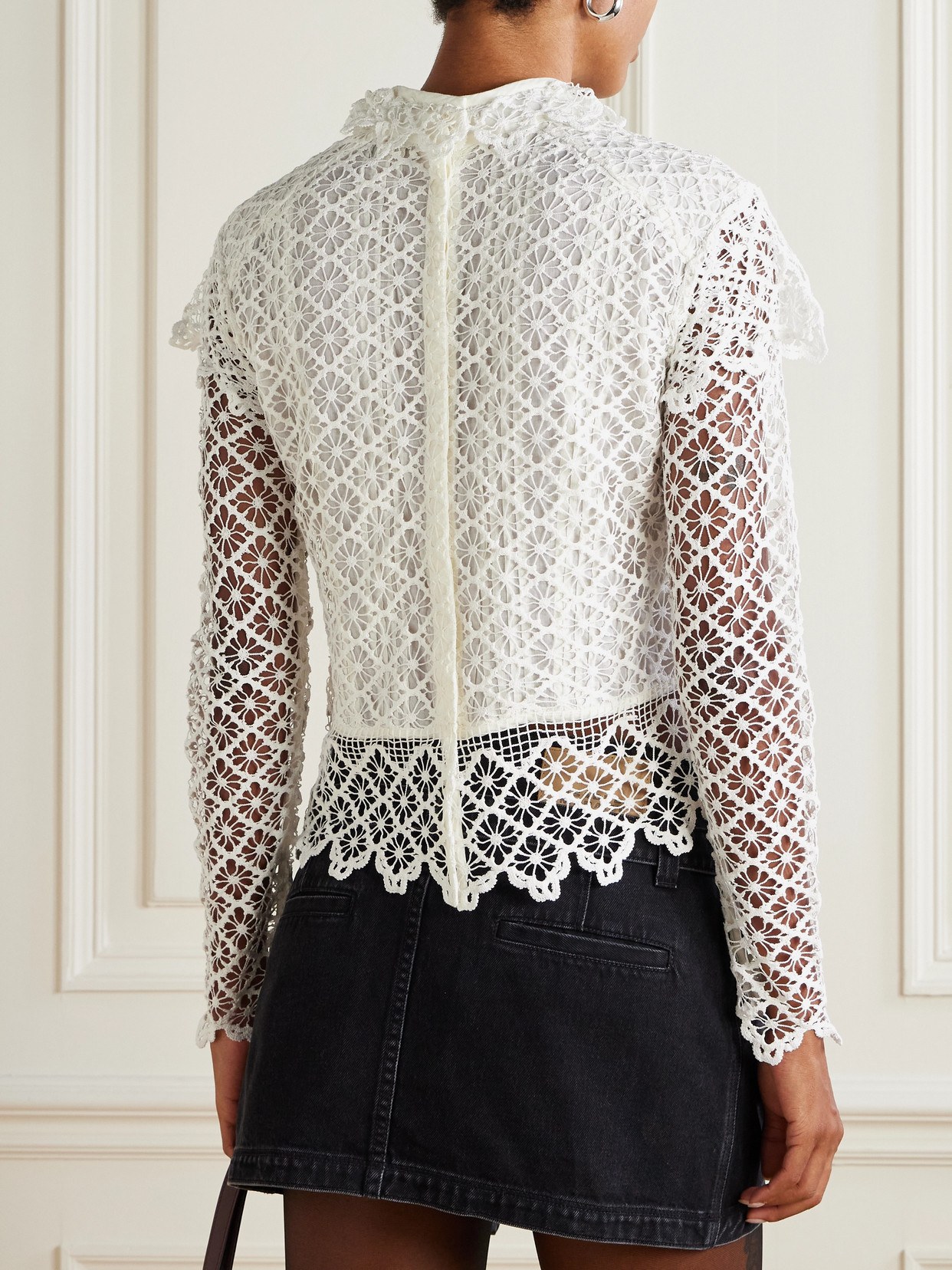 Ludivine Layered Cotton Guipure Lace Top