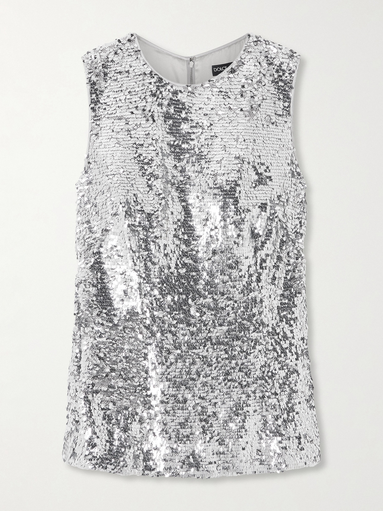 Dolce & Gabbana Paillette Embellished Tank Top In Silver
