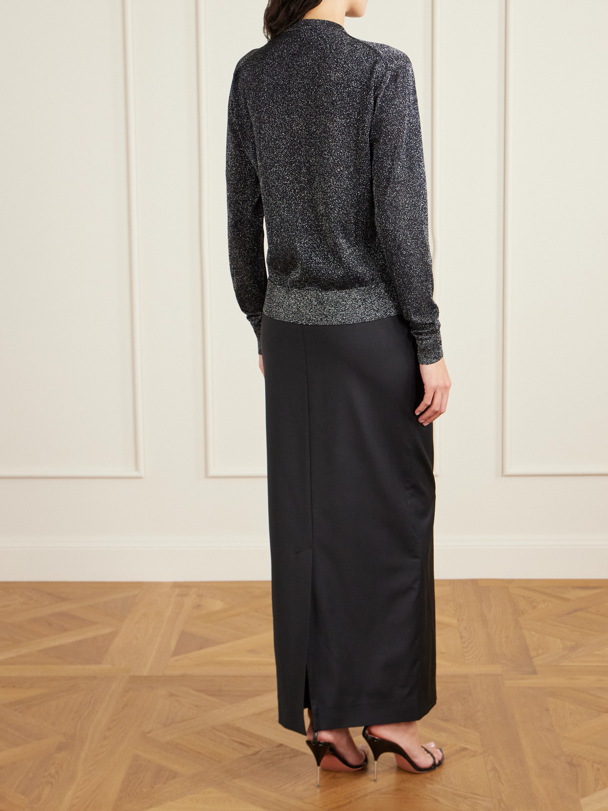 Dolce & Gabbana Metallic Knitted Cardigan In Black