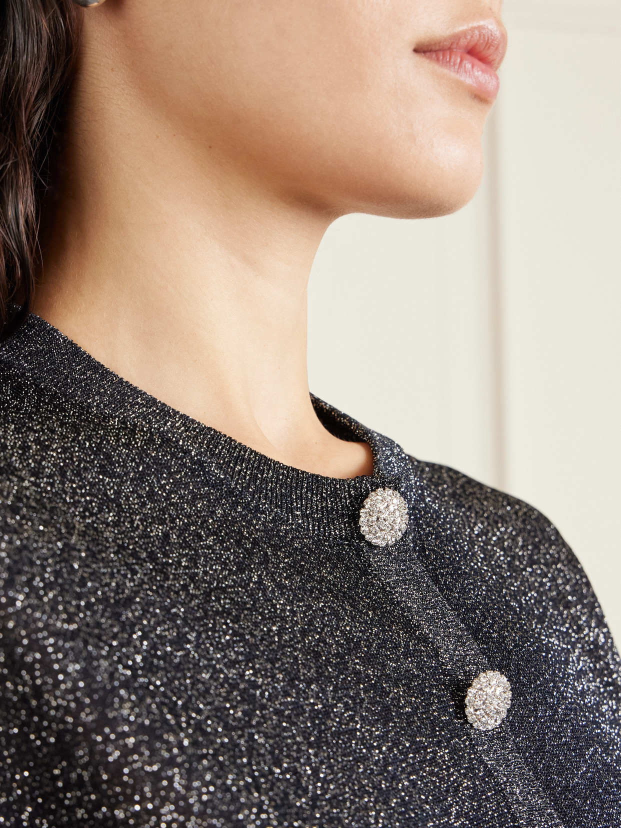 Dolce & Gabbana Metallic Knitted Cardigan In Black