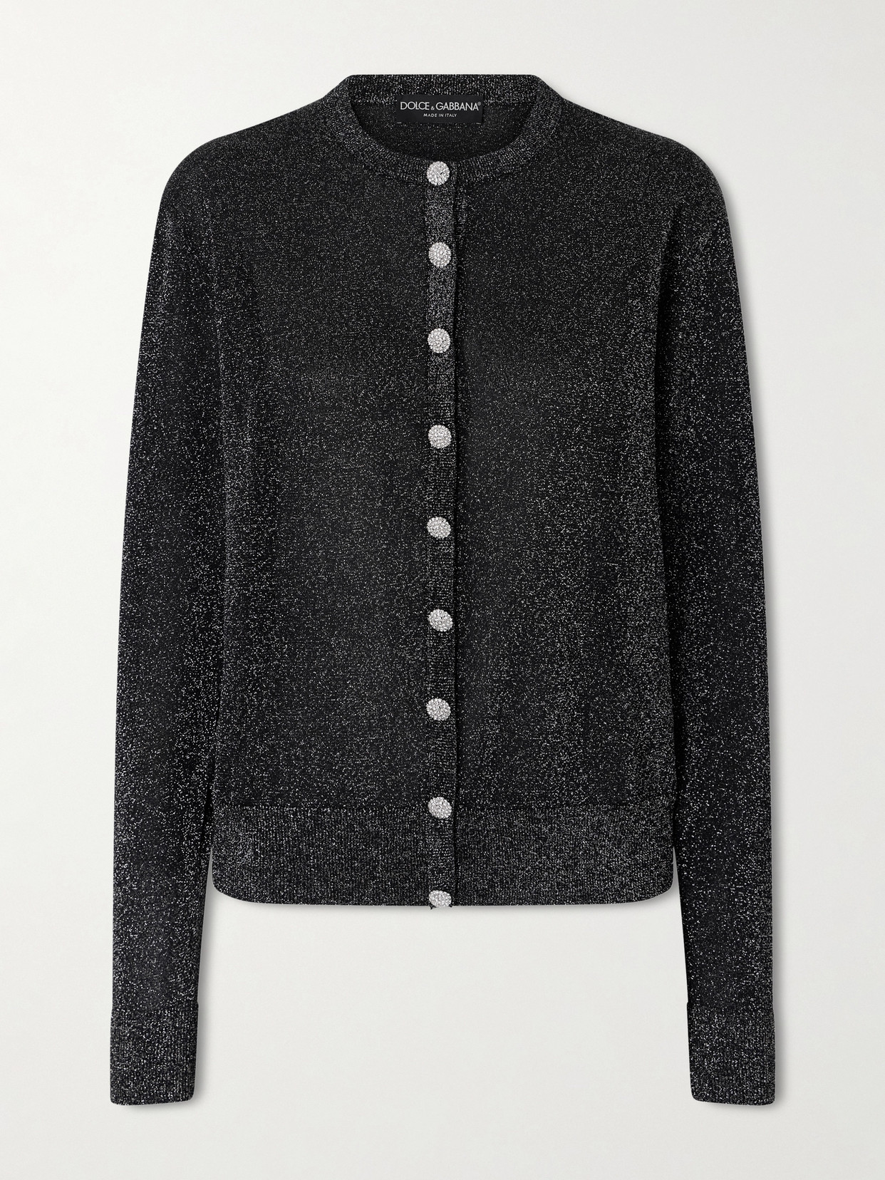 Dolce & Gabbana Metallic Knitted Cardigan In Black