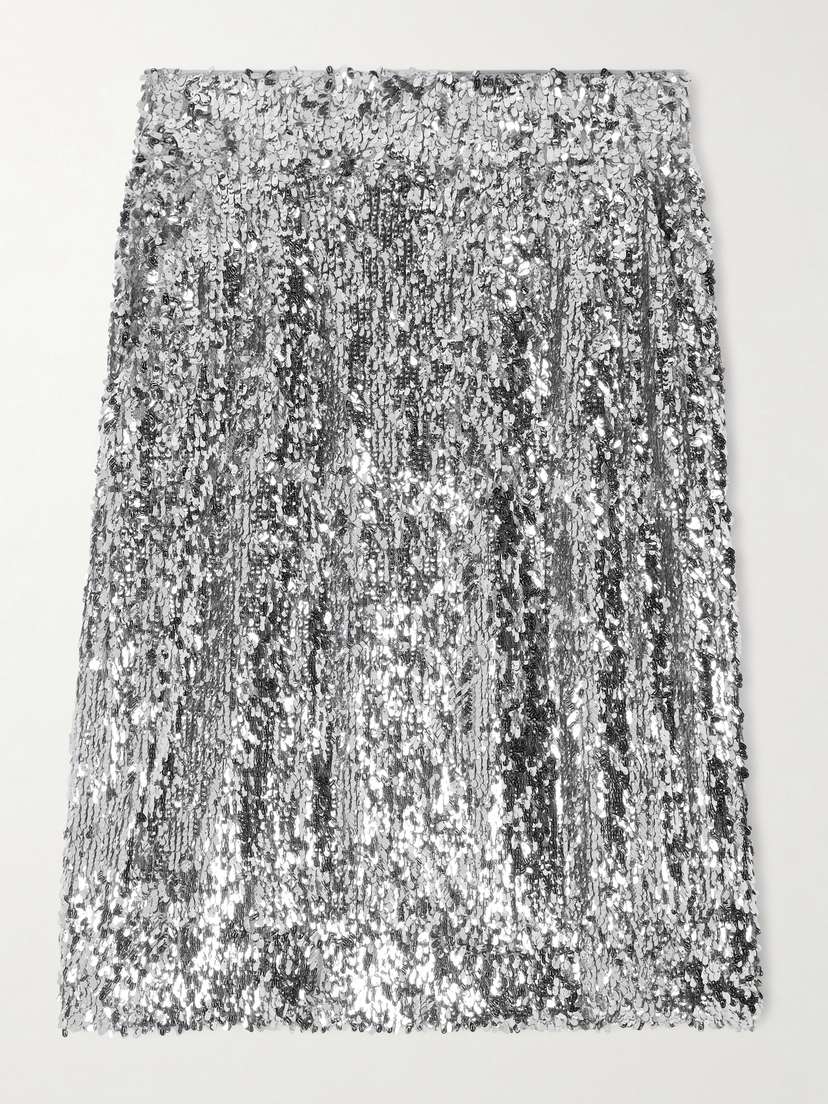 Dolce & Gabbana Sequined Mesh Midi Skirt
