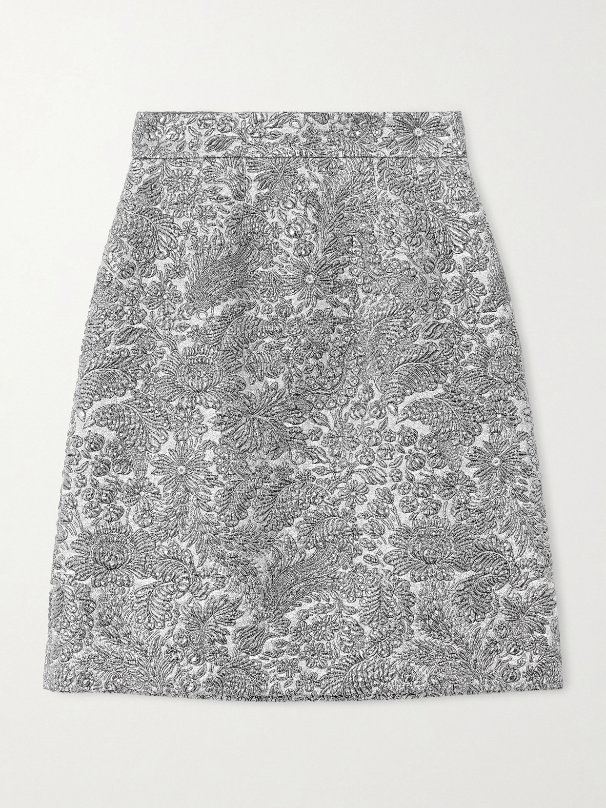 Dolce & Gabbana Metallic Jacquard Mini Skirt In Silver