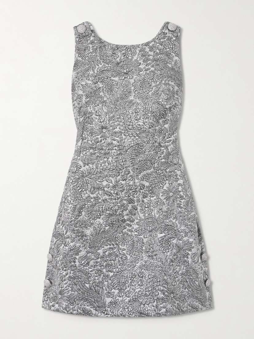 Dolce & Gabbana Open-back Crystal-embellished Brocade Mini Dress