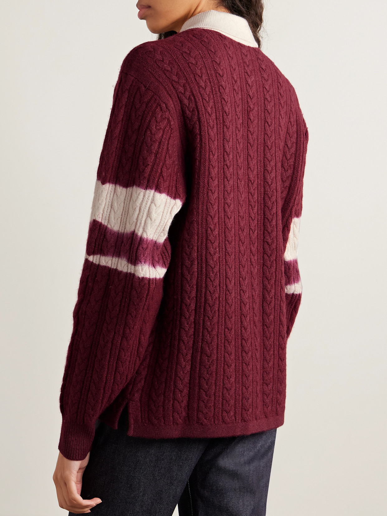 Aimé Leon Dore - Cable-Knit Striped Wool And Cotton-Blend Polo