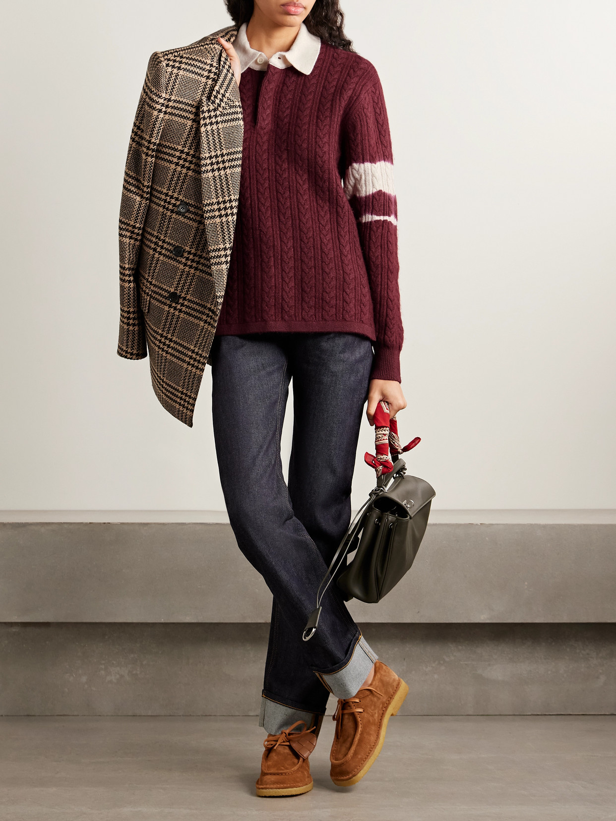 Aimé Leon Dore - Cable-Knit Striped Wool And Cotton-Blend Polo