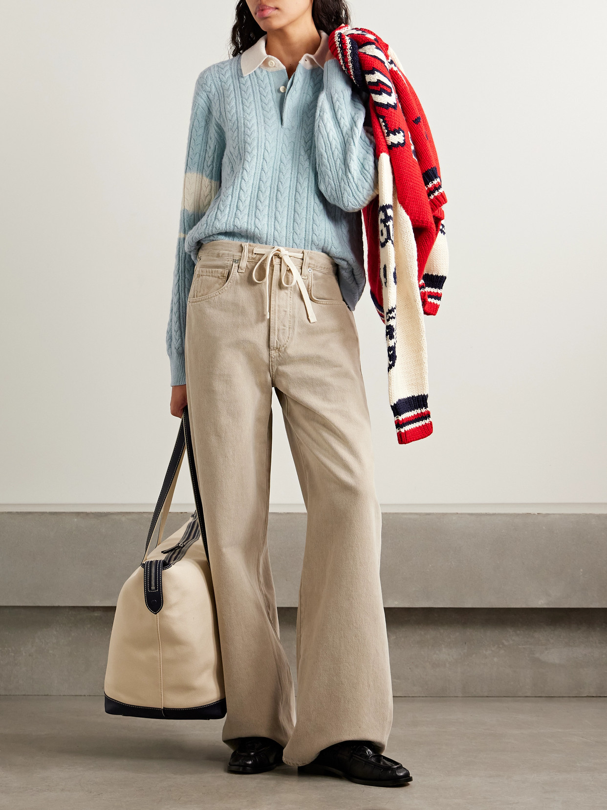 Aimé Leon Dore - Cable-Knit Striped Wool And Cotton-Blend Polo