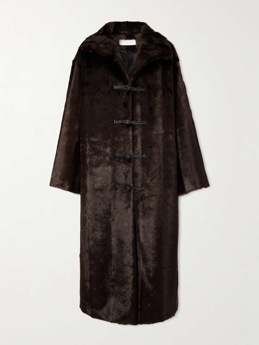 RÓHE Leather-trimmed Plush Coat
