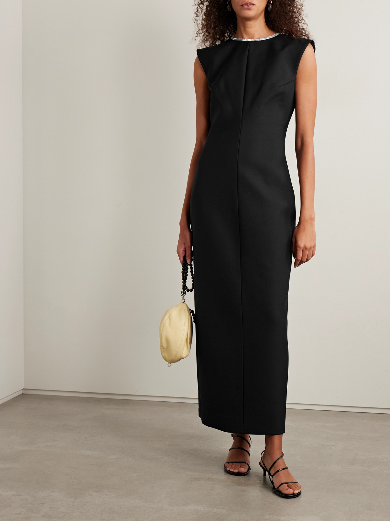 Rohe Charliana Open-back Crystal-embellished Wool-blend Maxi Dress In Black