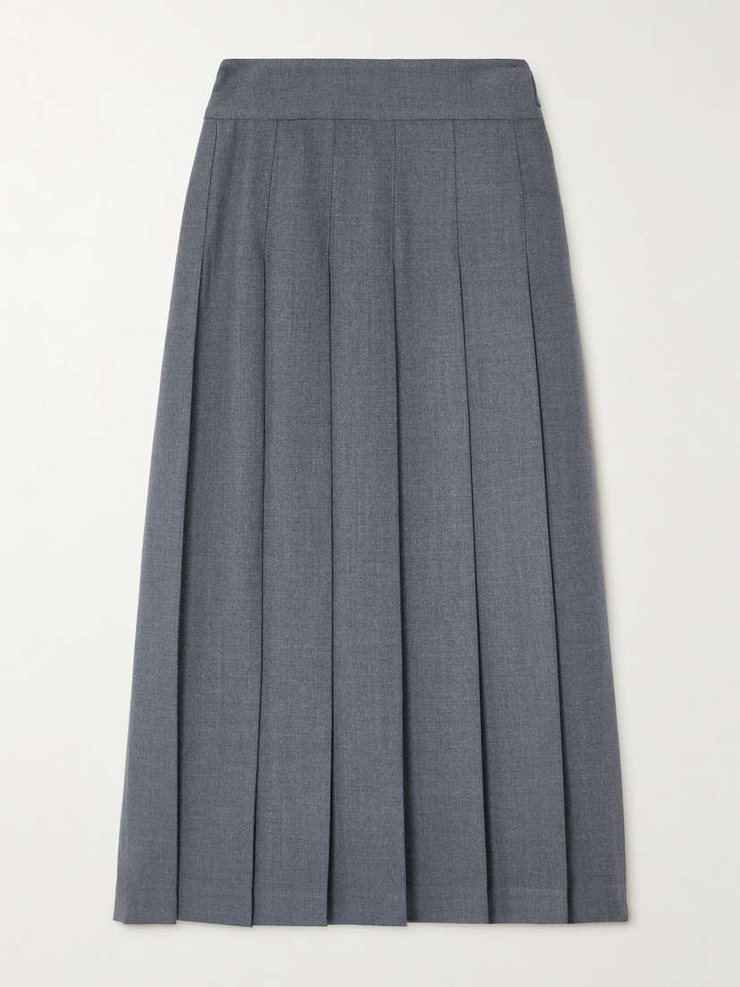 RÓHE Pleated Twill Midi Wrap Skirt