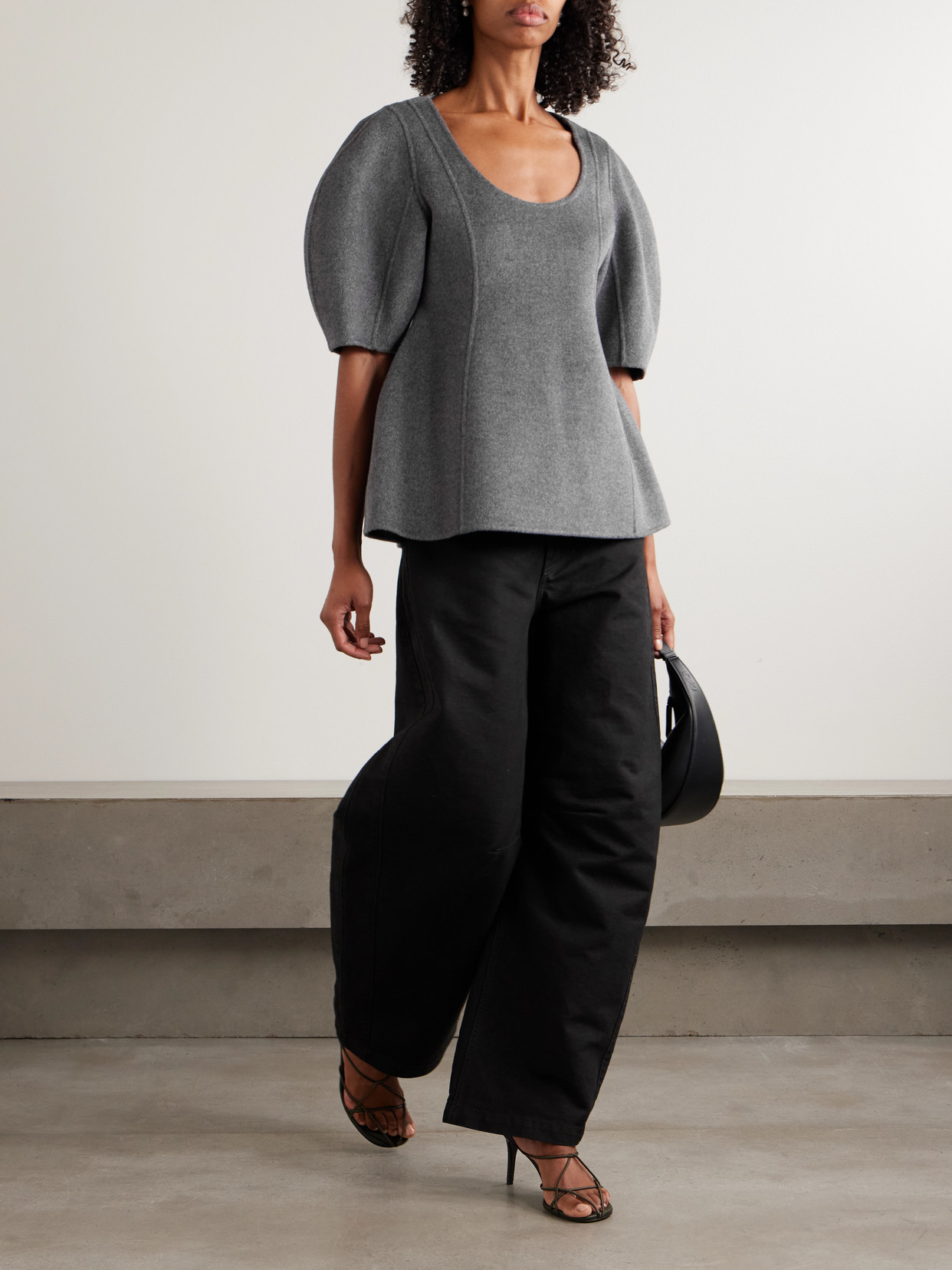Rohe Brushed Wool And Cashmere-blend Felt Top In Gray