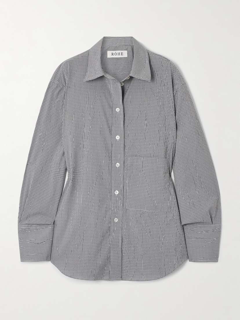 RÓHE Checked Crinkled Cotton-blend Shirt