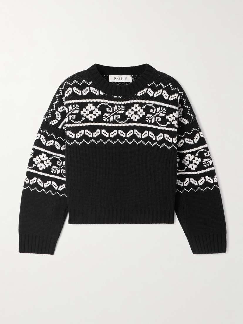 RÓHE Cropped Fair Isle Wool Sweater