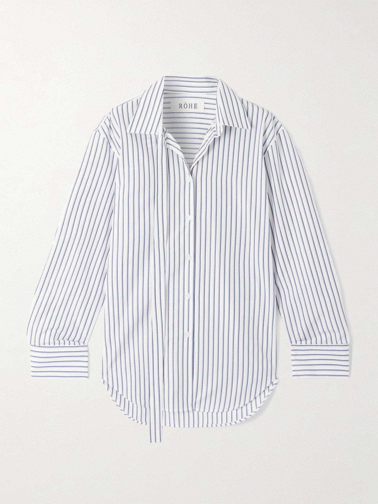 Rohe Tie-neck Striped Cotton-poplin Shirt In White