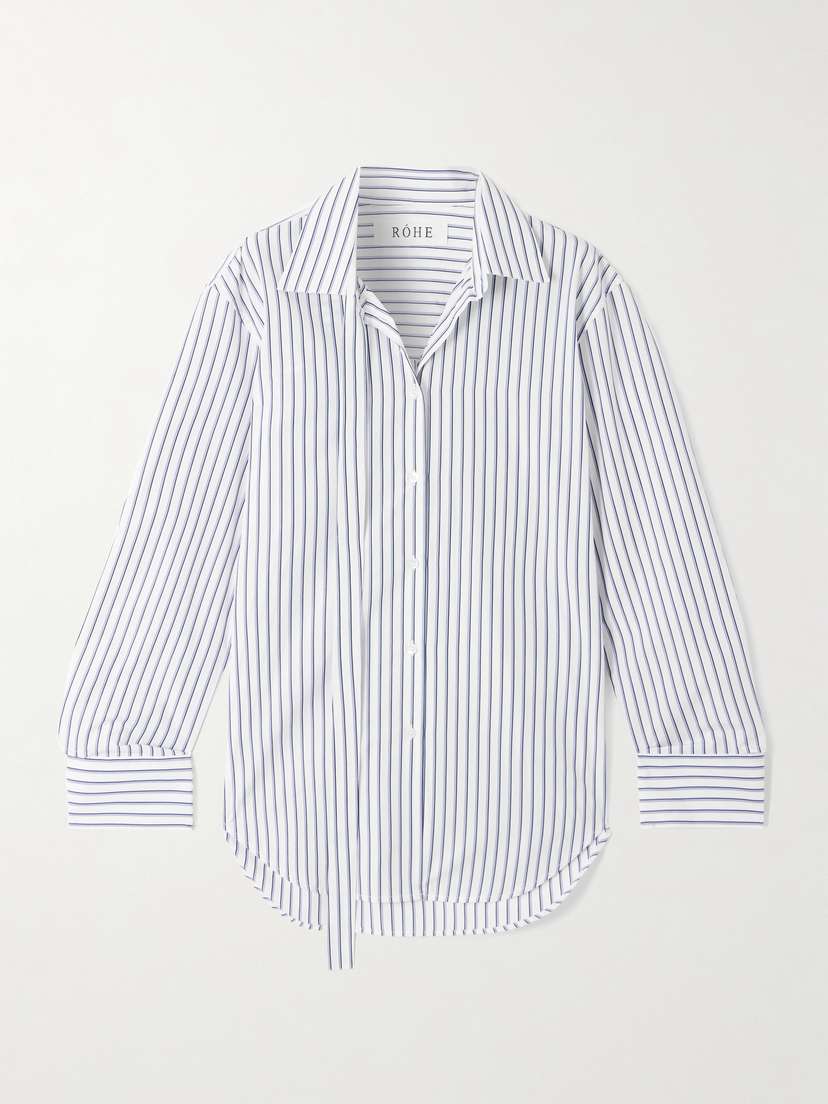 RÓHE Tie-neck Striped Cotton-poplin Shirt